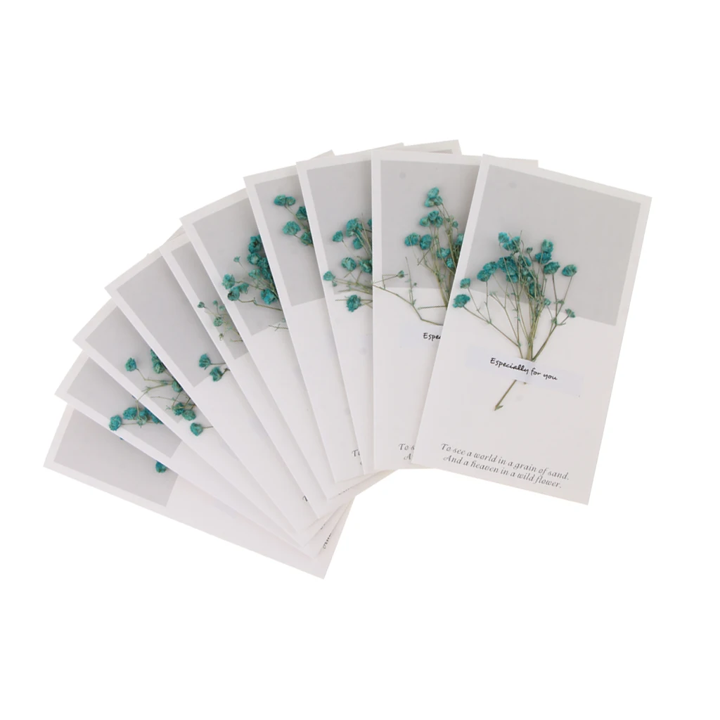  10pcs Vintage Dried Flower Greeting Cards Thank You Cards Wedding Invitations Birthday Christmas Pa - 32976355974