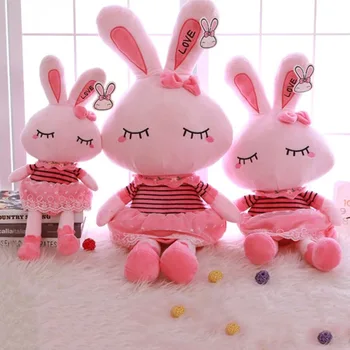 

Rabbit plush kids toys Bunny Stuffed dolls wearing beautiful lace skirt for girls Birthday Christmas gift