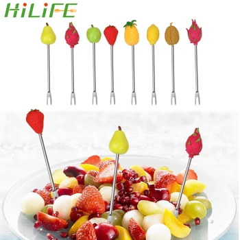 

HILIFE 6Pcs/Set Stainless Steel Snack Cake Dessert Food Fork Creative Fruit Pattern Fruit Fork for Children Party Decoration