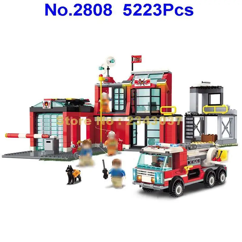 2808 523pcs City Fire Rescue Fire Department Station Truck Enlighten