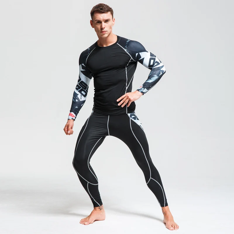 Мужская футбольная тренировочная основа слой набор компрессионная одежда термобелье гимнастический тренировочный комплект для бега спортивный Рашгард мужской