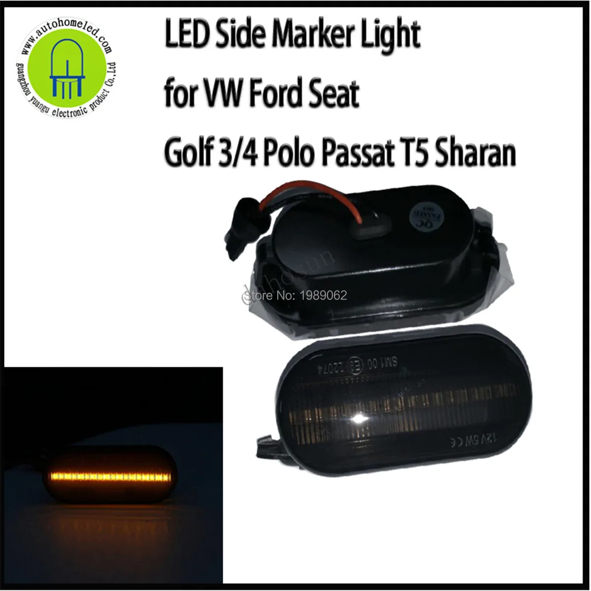 

2pcs x dahosun Dynamic Sequential LED Side Marker signal Light Indicator Repeater For T5 Ford C-max Fiesta Focus Seat Skoda