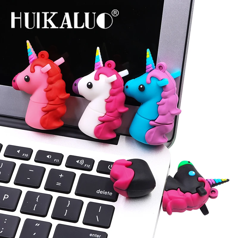Новый стиль мультфильм флеш накопитель в виде единорога диск 64 ГБ 32 usb флэш 128