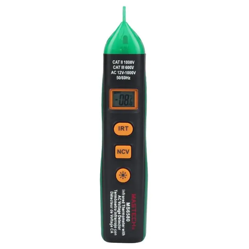 

MS6580 LCD Display Pen Type Digital Infrared IR Laser Thermometer Temperature Meter 12v-1000V Non-contact Voltage Detector