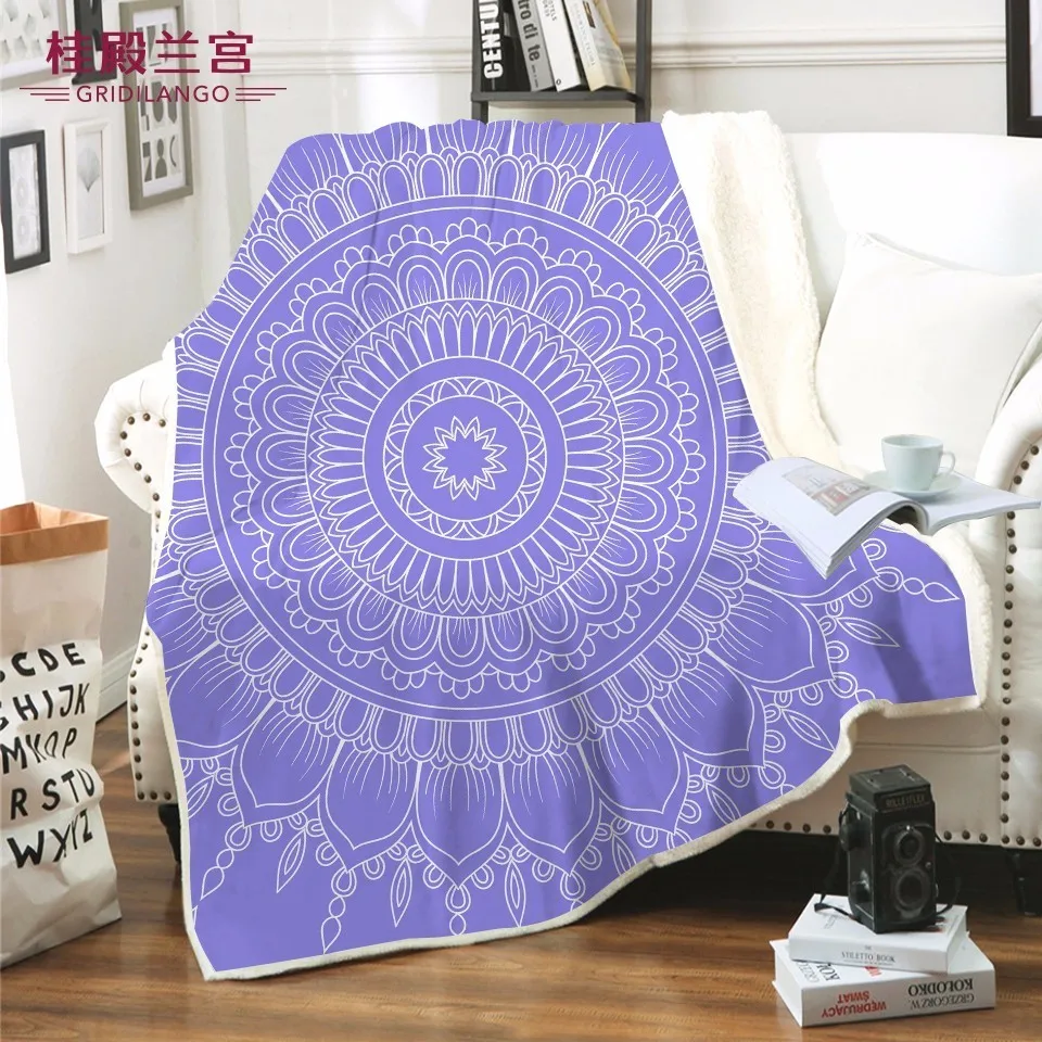 

GRIDILANGO Mandala Bohemian Plush Throw Blanket Boho Printed for Kids Adults Sherpa Blanket for Couch TV Thin Quilt for Bedding
