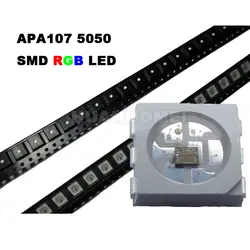 APA107 светодиодный чип 5050 SMD RGB APA102 чип; 6 контактов SMD 5050 встроенный APA107 IC (обновление APA102); вход DC5V, 0,3 Вт, 60ма; SOP-6; 1000 шт./пакет