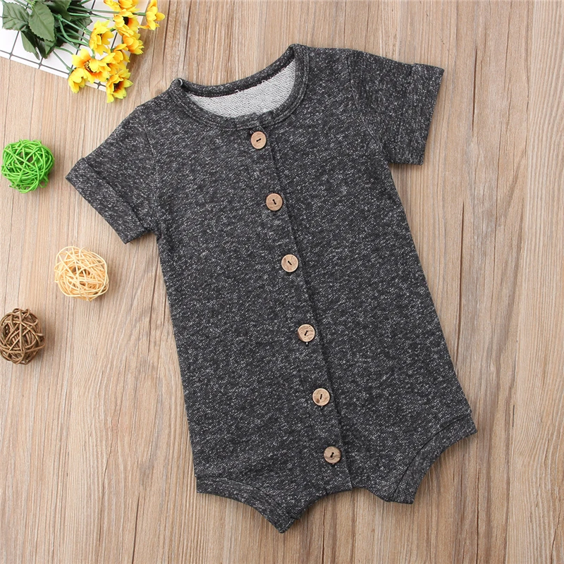 2019 جديد الوليد طفل الرضع طفل الفتيان الفتيات عارضة رومبير بذلة قصيرة الأكمام زر رومبير الصيف Sunsuit فاتنة تتسابق