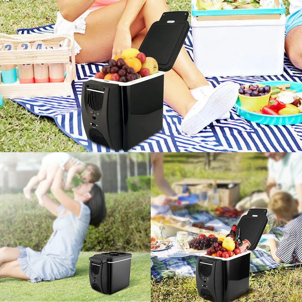 

Car Refrigerator 6L 12V Cooling Heating Dual use Auto Home Travel Camping Freeze 4 Holes Heat Dissipation Ice box Fridege