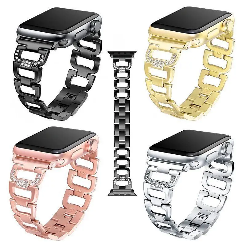 

Shellhard 1pc Replacement Bands for Apple Watch Series 1 2 3 Stainless Steel Crystal Strap Band Bracelet For iWatch 38/42mm