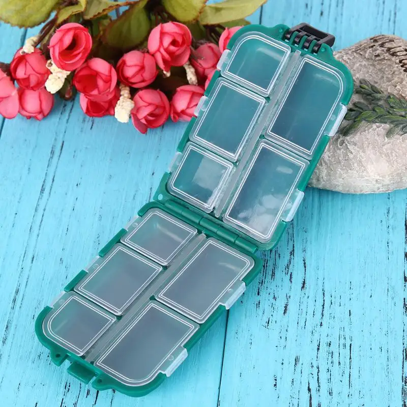 

Plastic Box Fishing Tackle Box Small Accessory Box Storage Fishing Lure Bait Hook Square Fishhook Box with 10 Small Compartment