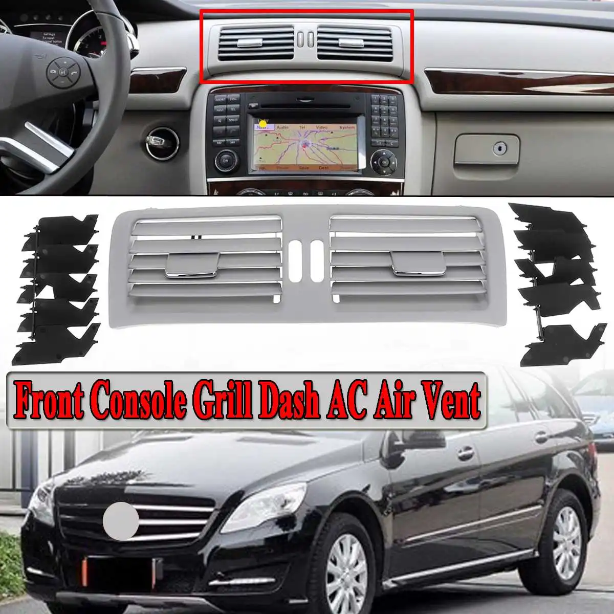 

1x Car Front Console Grill Dash AC Air Vent For Mercedes For Benz W251 R280 R300 R320 R350 R500 R63AMG 2006-2013 6-Color