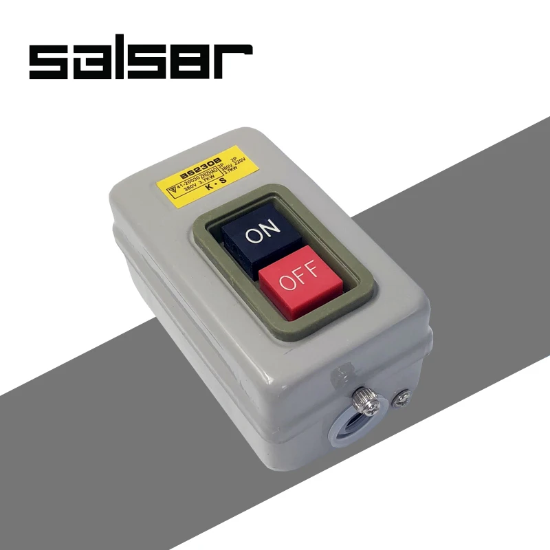 

Push Button Switch with Box BS230B3 ON-OFF Cutting Machine Use Three-phase Latching Power Control 380V/220V 3.7kw/7.5kw