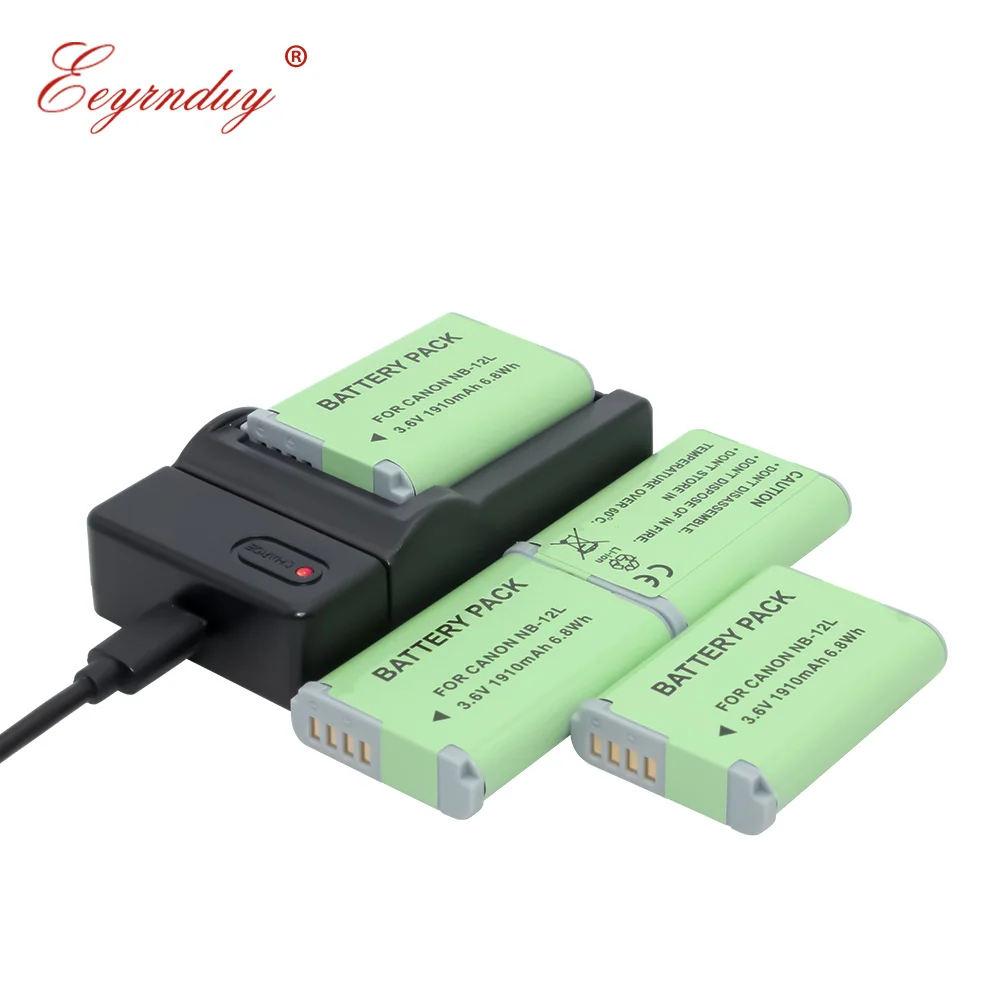 4 Pack NB 12L NB12L 1910mAh Replacement Battery and USB Charger for