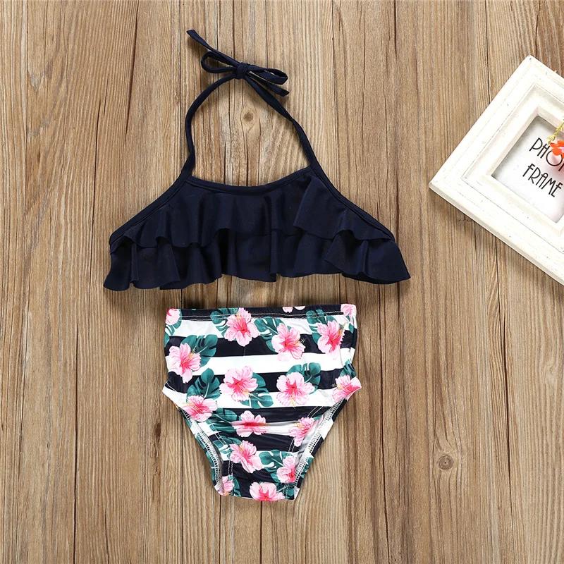 

2Pcs Toddler Kids Baby Girl Floral Printed High Waist Swimwear Bathing Suit Swimsuit Ruffle Tankini Set Beachwear Outfits 6T