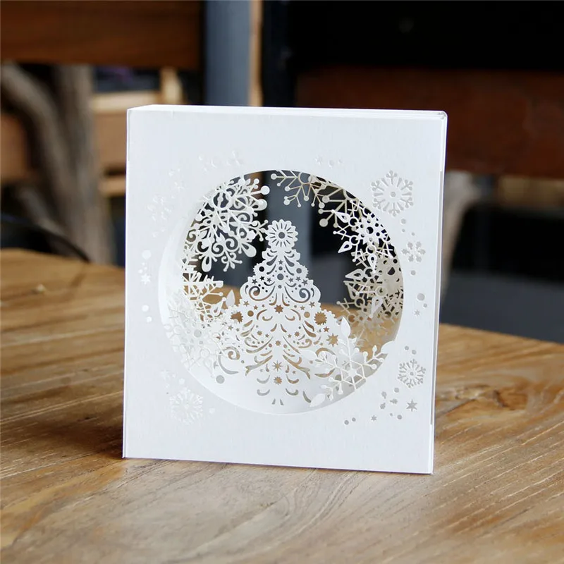  Handmade Merry Christmas Greeting Card 3D Three-Dimensional Snowflake Greeting Card Craft Holiday I - 32970666507