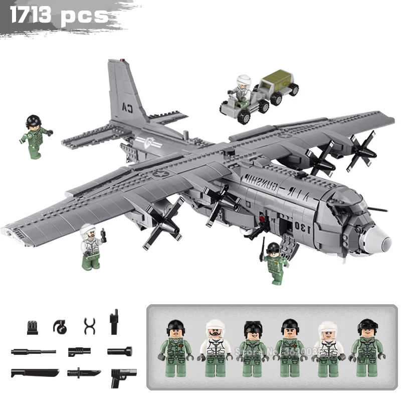 

World War 2 Air Gunboat Ac130 Military Series Building Block Set Mini Weapons Figures Transport Machine Force With Legoinglys