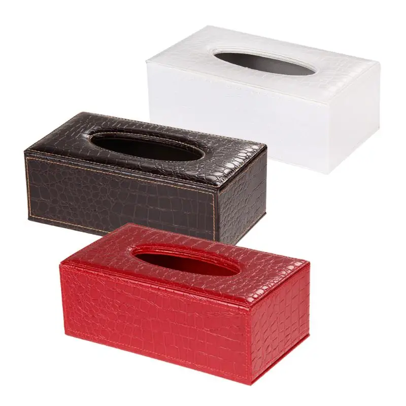

PU Leather Crocodile Style Tissue Box Cover Napkin Paper Holder Case