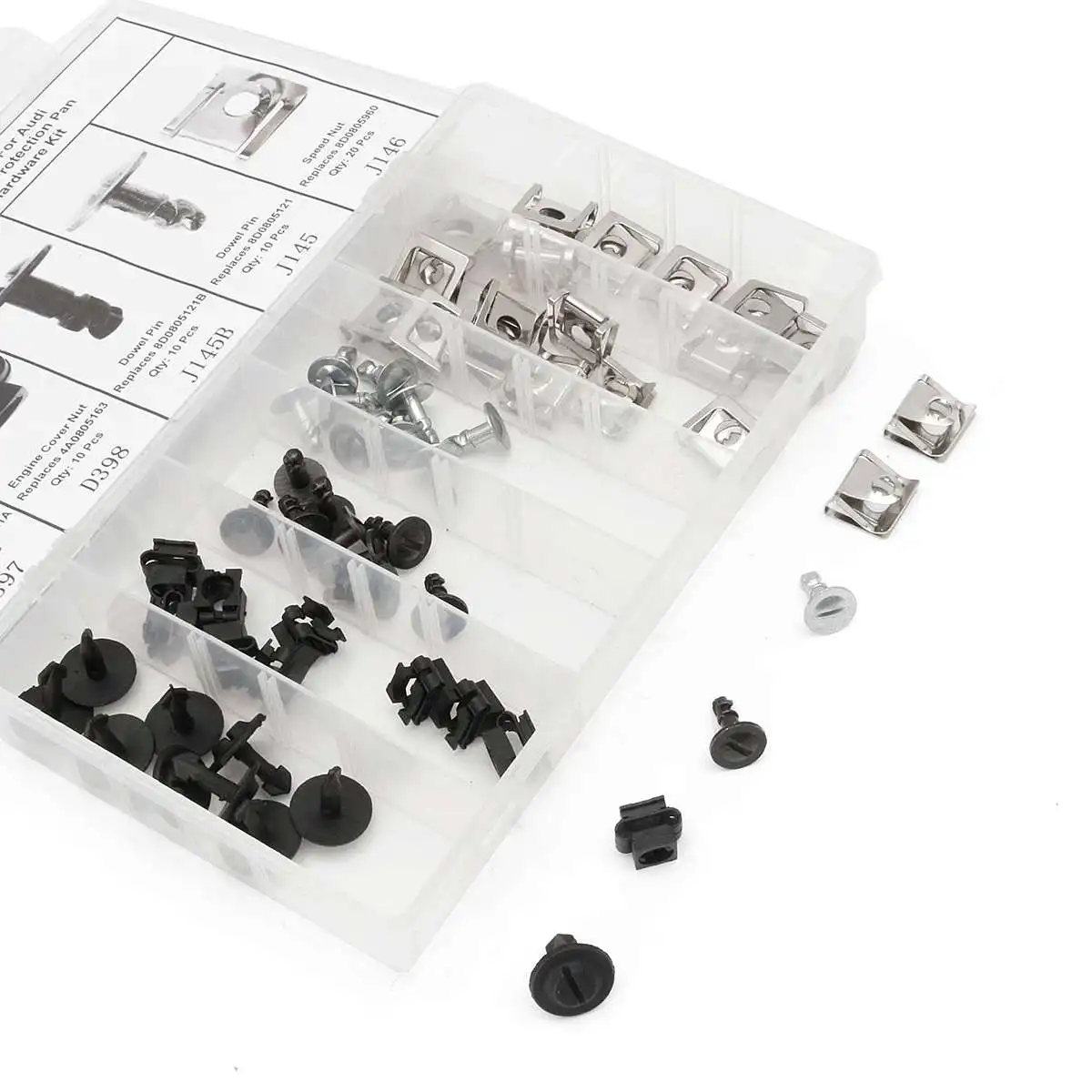 

60PCS Car Pin Clip Nut Engine Protection Pan Hardware Kit For Audi A4 S4 /VW Passat 8D0805121B 4A0805121A 8D0805121 8D0805960 A