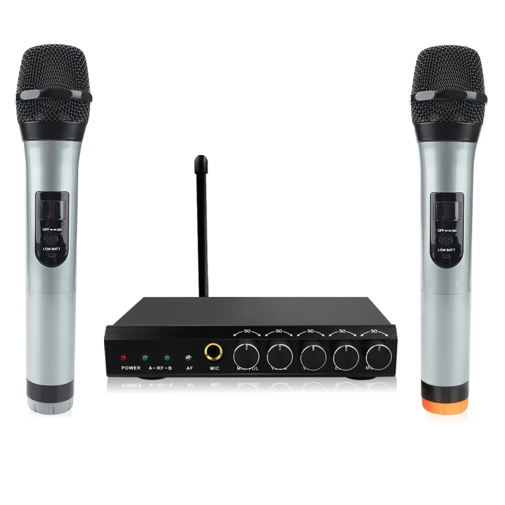 

ARCHEER Wireless bluetooth Microphone System VHF Dual Channels Handheld Micorphone Systems Mini Portable Singing Mixer Karaoke