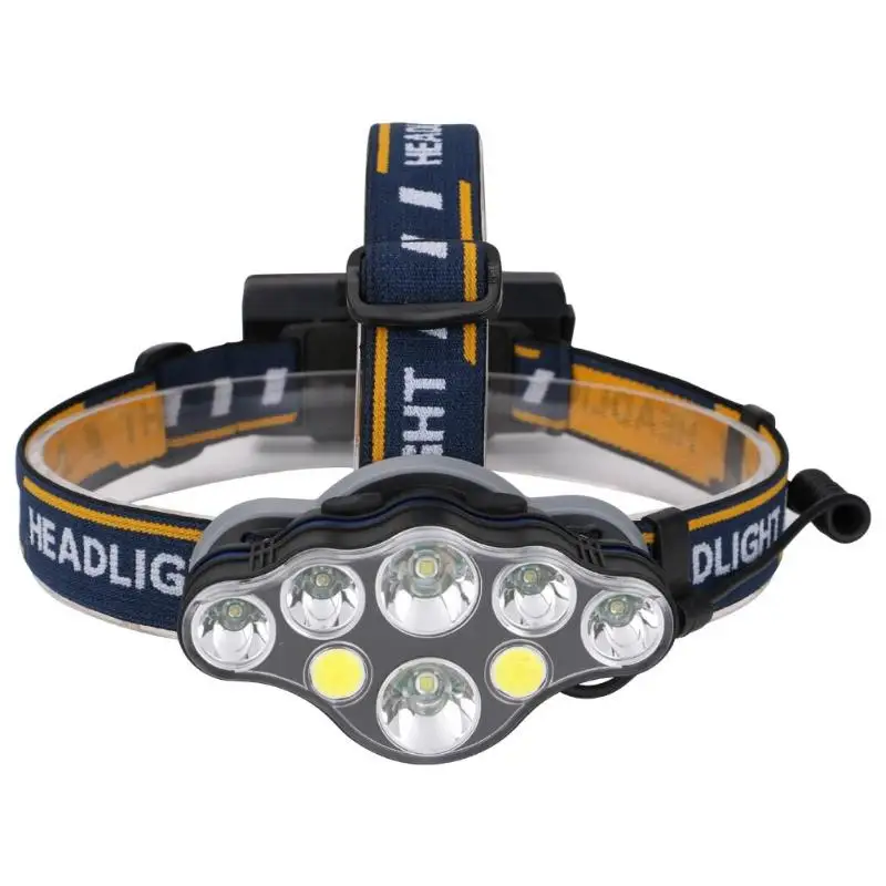 

8LED Outdoors Strong Bright Headlamp USB Charging Headlight Fishing Hunting Head Torch Flashlight