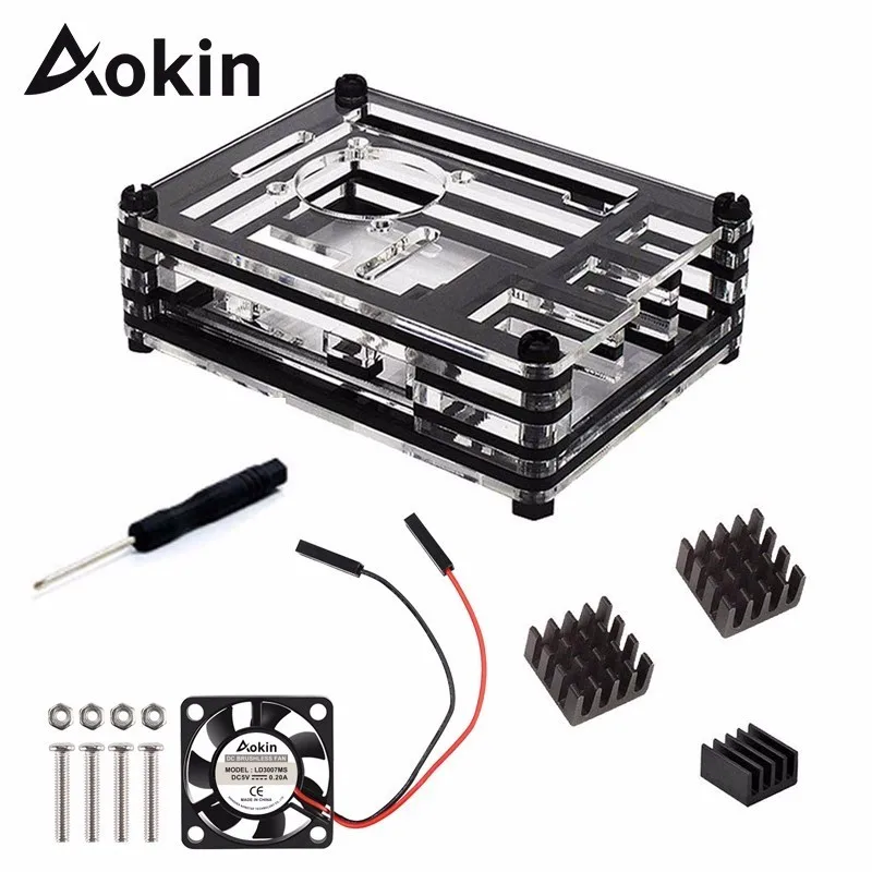 For Raspberry Pi 3 Case 9 Layer Acrylic Cover Shell Box With Cooling Fan And Heat Sink For Raspberry Pi 3 Model B+ Plus Hot|Demo Board Accessories| - AliExpress