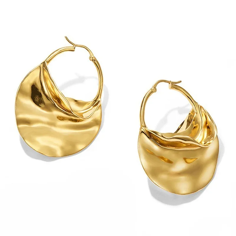 

Irregularly Exaggerated Leaf Metal Large Circle Earrings Ms Oversized Large Circle Earrings Statement Fashion Accessories