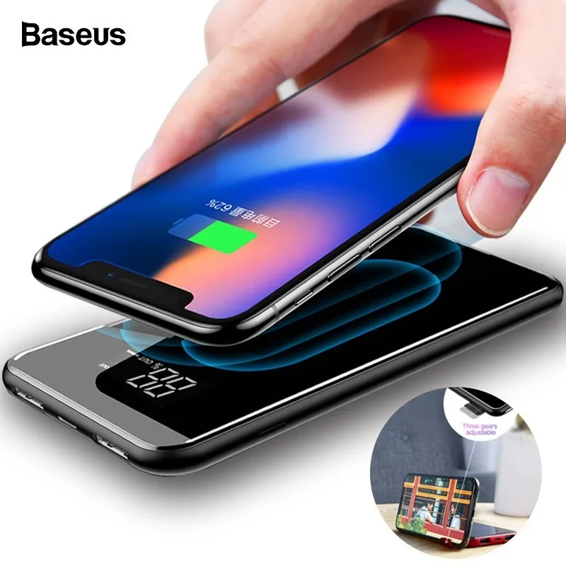 Baseus 8000mAh QI Wireless Charger Power Bank For iPhone XS Max Xiaomi LCD Dual USB External Battery Wireless Charging Powerbank Baseus 8000mAh QI Wireless Charger Power Bank For iPhone XS Max Xiaomi LCD Dual USB External Battery Wireless Charging Powerbank