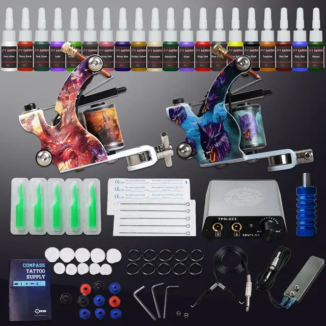 Beginner Tattoo Kit Tattoo Supplies Equipment Set 20 Color ink Needle