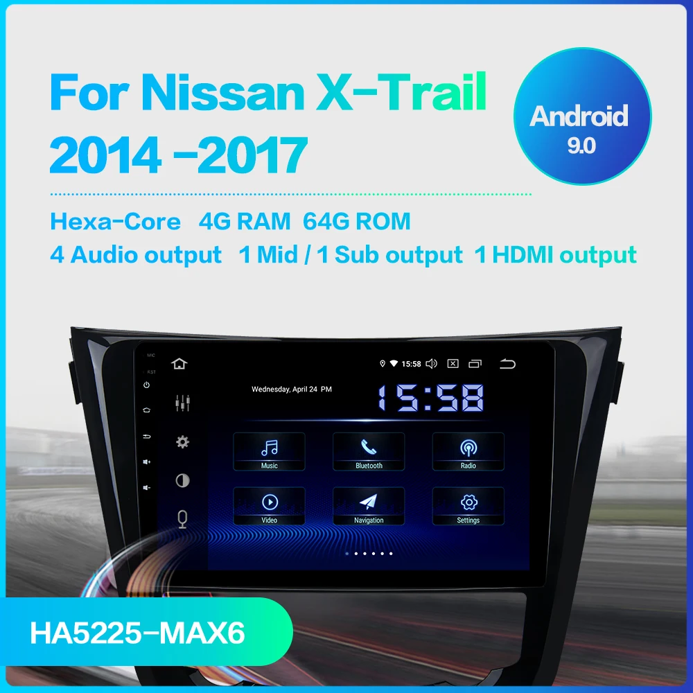 Fongent Автомобильный мультимедийный Android 9,0 головное устройство для Nissan X-trail Qashqai радио Gps навигация 10," Ips PX6 стерео