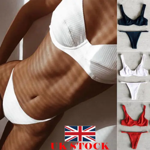 

2018 New Summer Solid Briefs Womens Push-up Bra Thong Bikini Set Swimsuit Bathing Suit Swimwear Beachwear