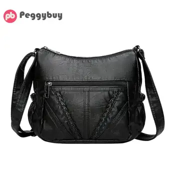 

New Arrival Fashion Pure Color Women Leather Messenger Shoulder Handbags Bust Bag Crossbody Bag Money Phone Travel Hottest