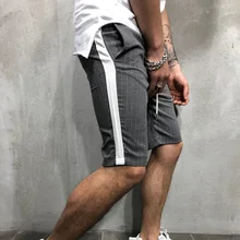 Модные брендовые мужские шорты в полоску новые летние хлопковые свободные шорты мужские шорты для фитнеса повседневные пляжные шорты на шнурке Большие размеры