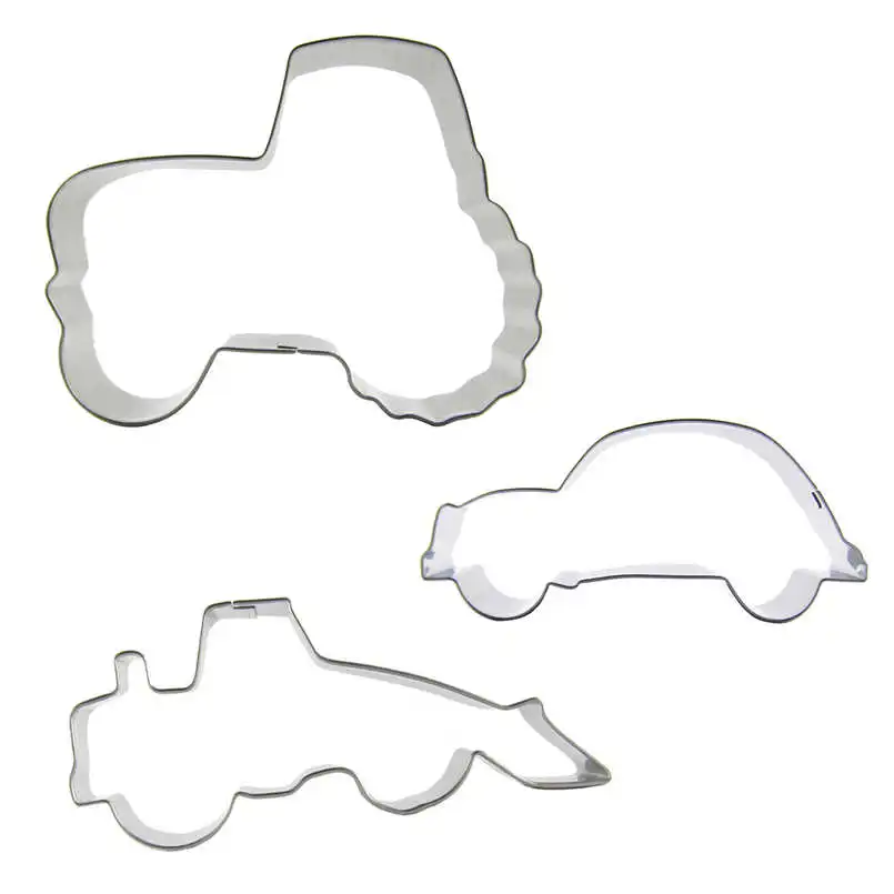 

Tractor, Bulldozers, Classic Car shaped 3 piece biscuit cutting molds, baking tools, cake decorating soft candy tools.