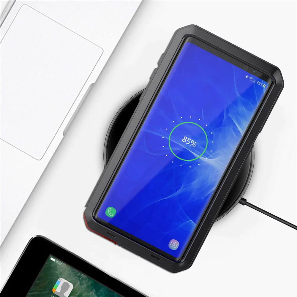 Tempered glass+Full Protective Luxury Doom Armor Metal Case Shockproof Cover For Samsung S8 S10 S10Plus S9 S9Plus Note8 Note9
