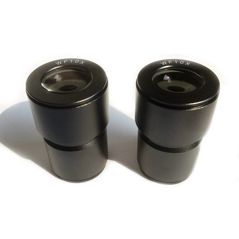Pair WF10X Wide Field Eyepiece Optical Lens for Stereo Microscope with Mounting Diameter 30mm or 30.5mm with Rubber Eye Cups