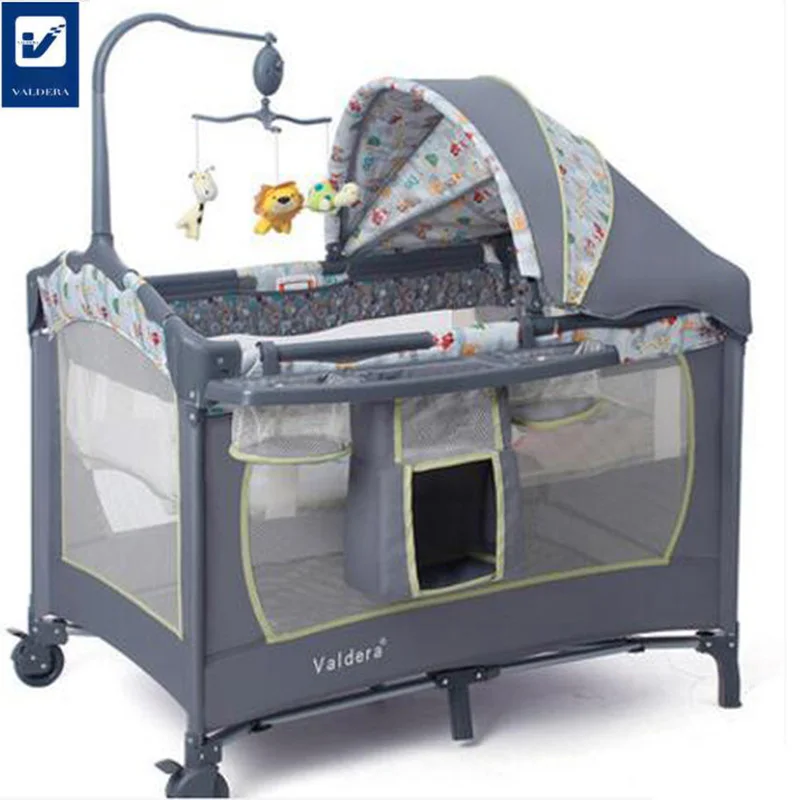 Valdera Многофункциональный складной манеж ротационная детская кроватка|portable crib