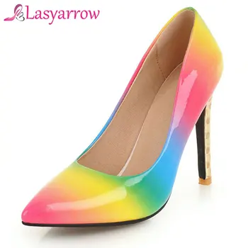 

Lasyarrow High Heels Patent Leather Shoes Women Pumps Office Lady Pointed Toe Sexy 11 cm Stiletto Party Wedding Sapato Feminino