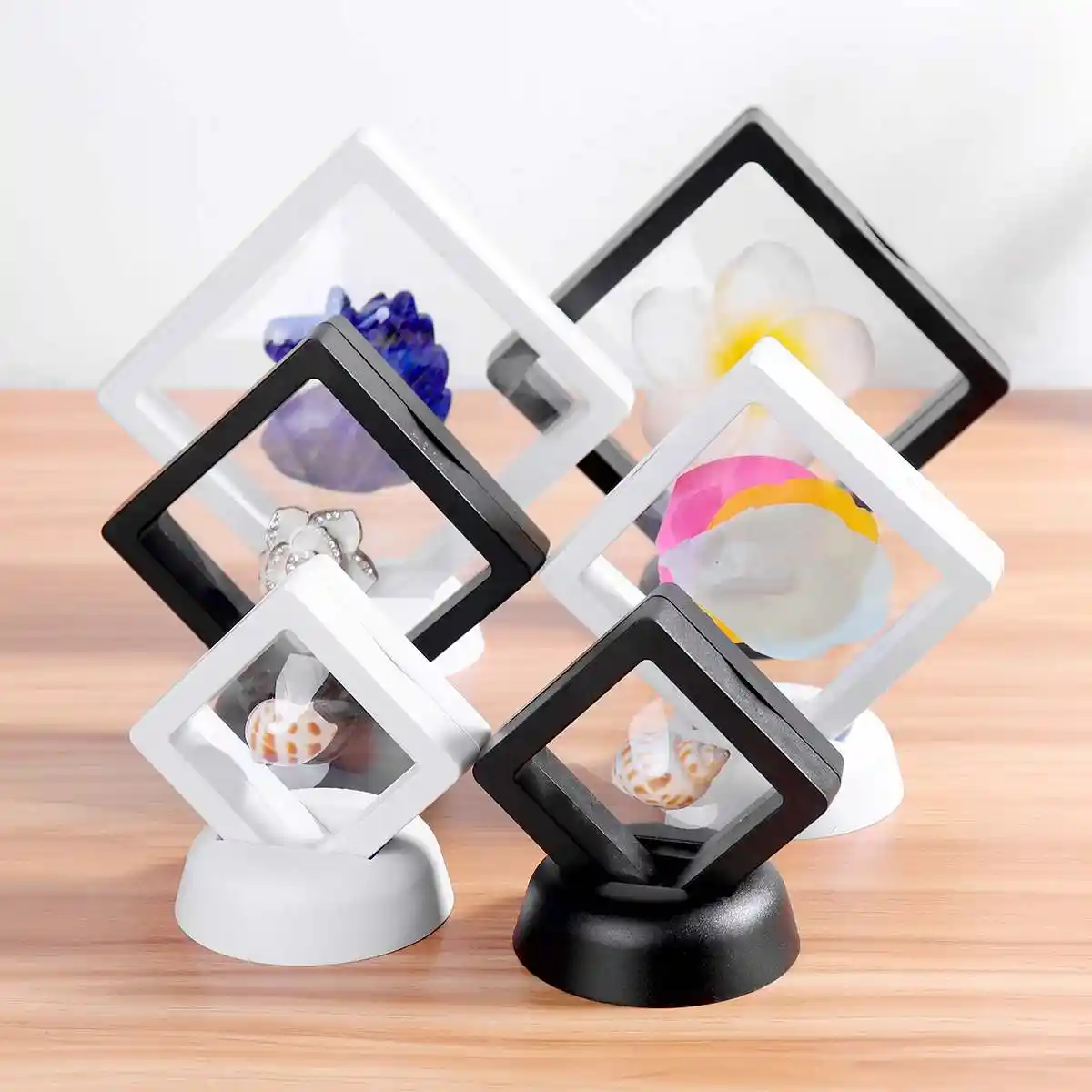 3D Floating Picture Frame Shadow Box Jewelry Display Stand Ring Pendant