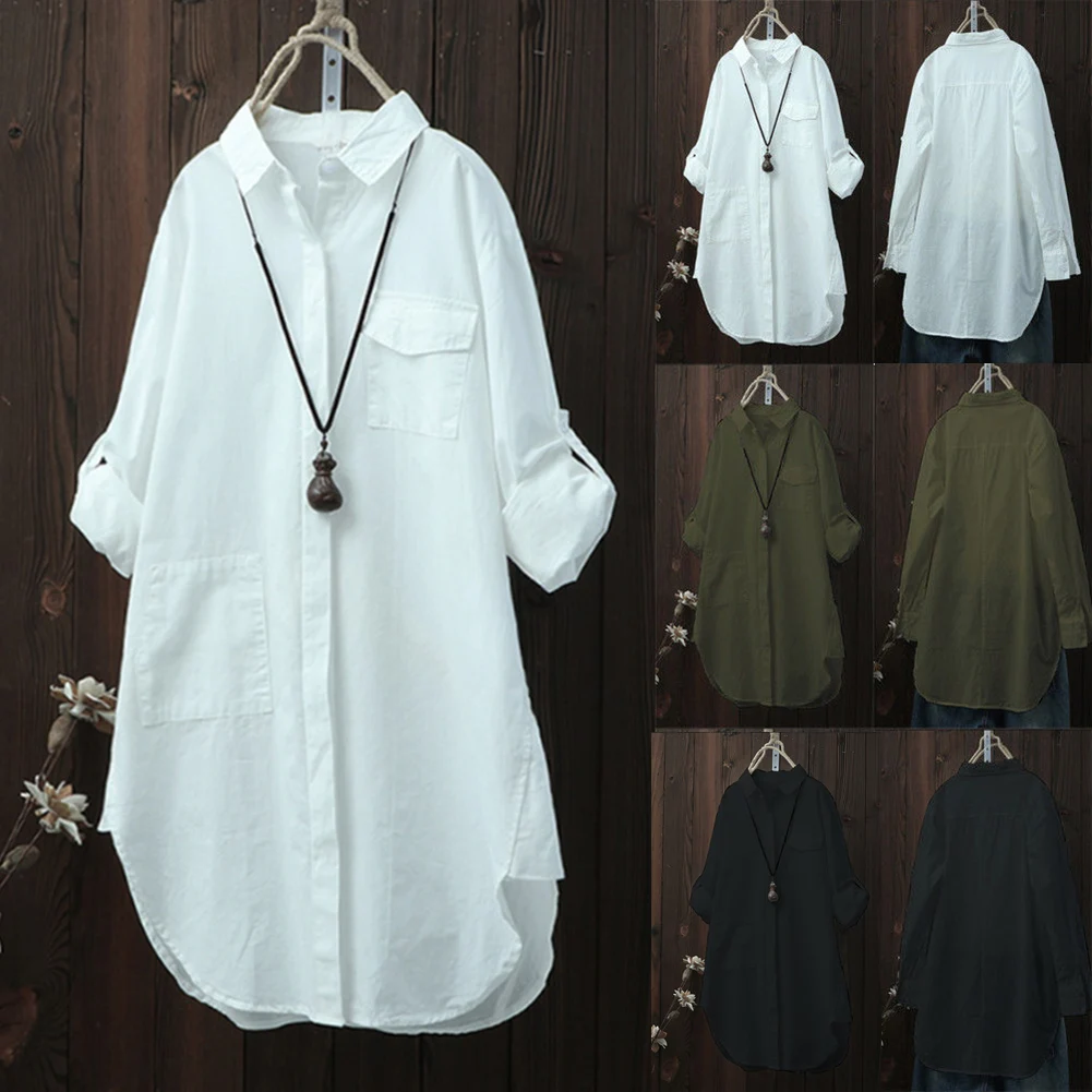

Women Oversized Long Sleeve Tops Shirt Casual Loose Boyfriend white blouse shirt office lady shirts for women