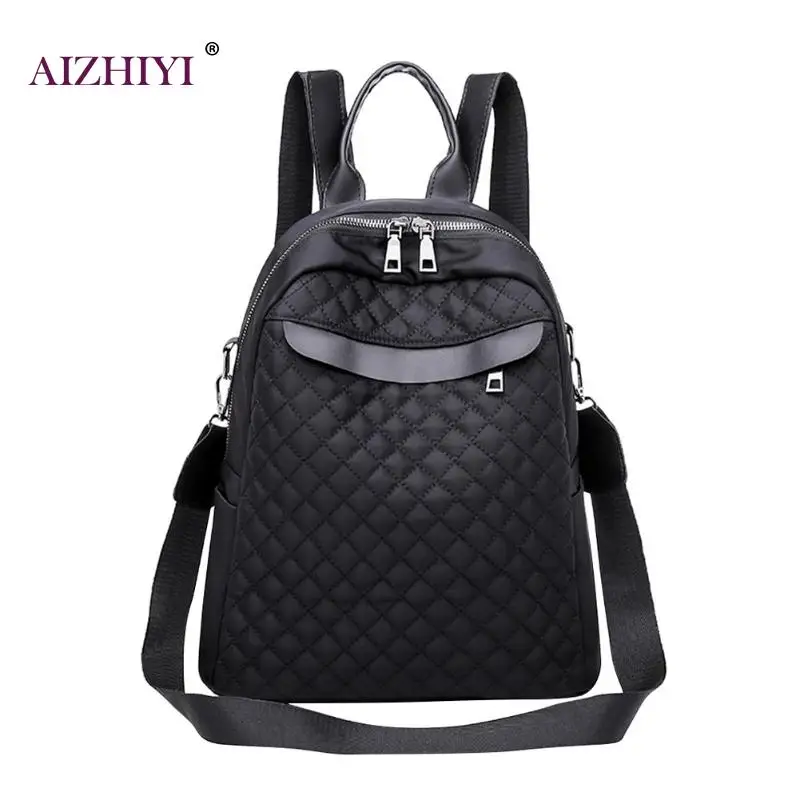 

Women Lattice Nylon Backpack Student School Travel Bag Preppy Shoulder Bags
