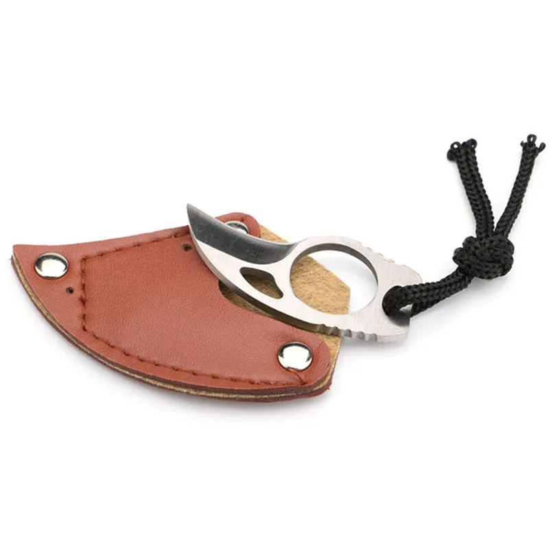 

AINISHEN Small Portable Knife Outdoor EDC Tool Survival Self-defense Mini Claw Knife Leather Sheath Home Defense personal
