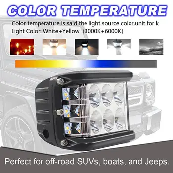

45W Three side Flashing LED Working Light Bar 6000K Floodlights spotlight Car LED Flash Lamp Fog Light for Jeep Motorcycles Boat