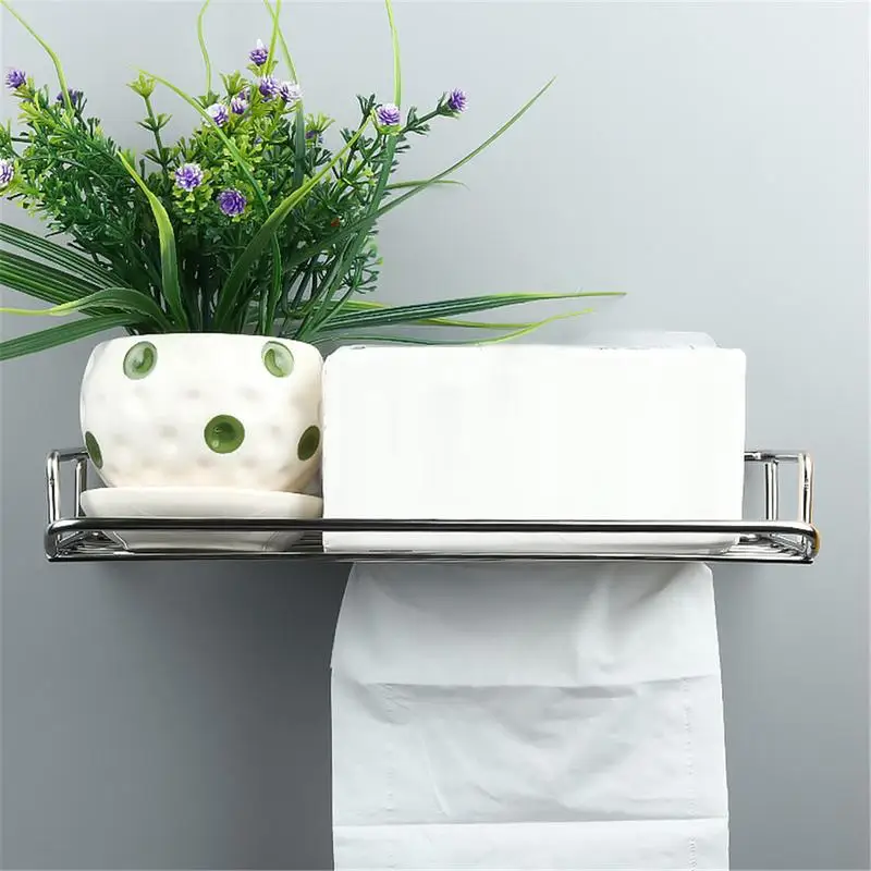 

Stainless Steel Seamless Tissue Box Shelf Bathroom Toilet Wall Free Punching Toilet Tray Paper Towel Rack
