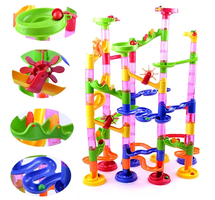 Children's DIY Building Blocks Maze Track Marble Ball Construction System Toy  YJS Dropship