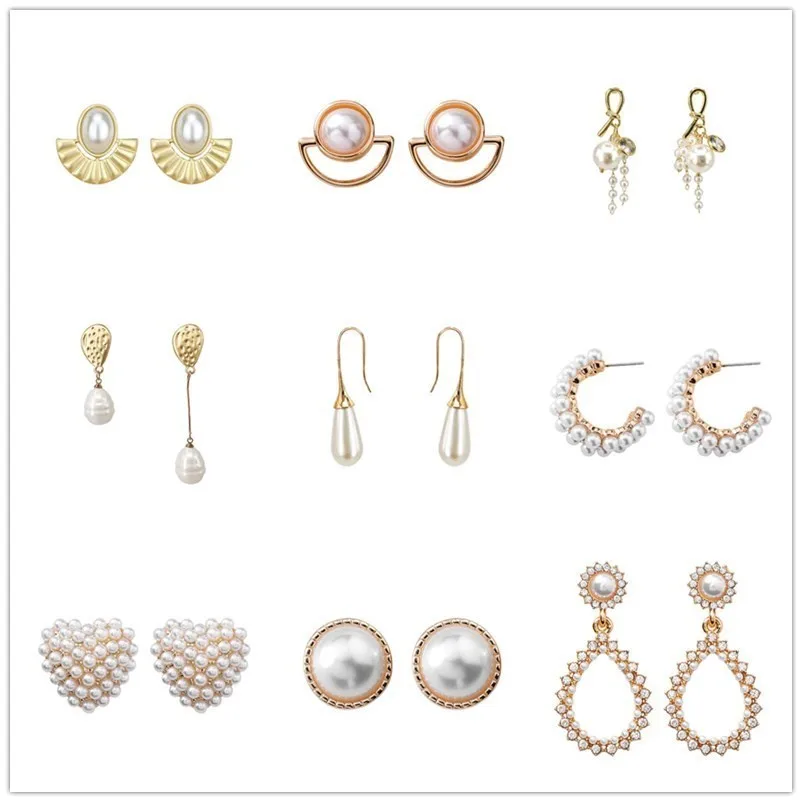 

Korea Earrings Earrings Pearl Metal Gold Geometric Irregular Circle Natural Freshwater Pearl Stud For Women Earrings Gift 2019
