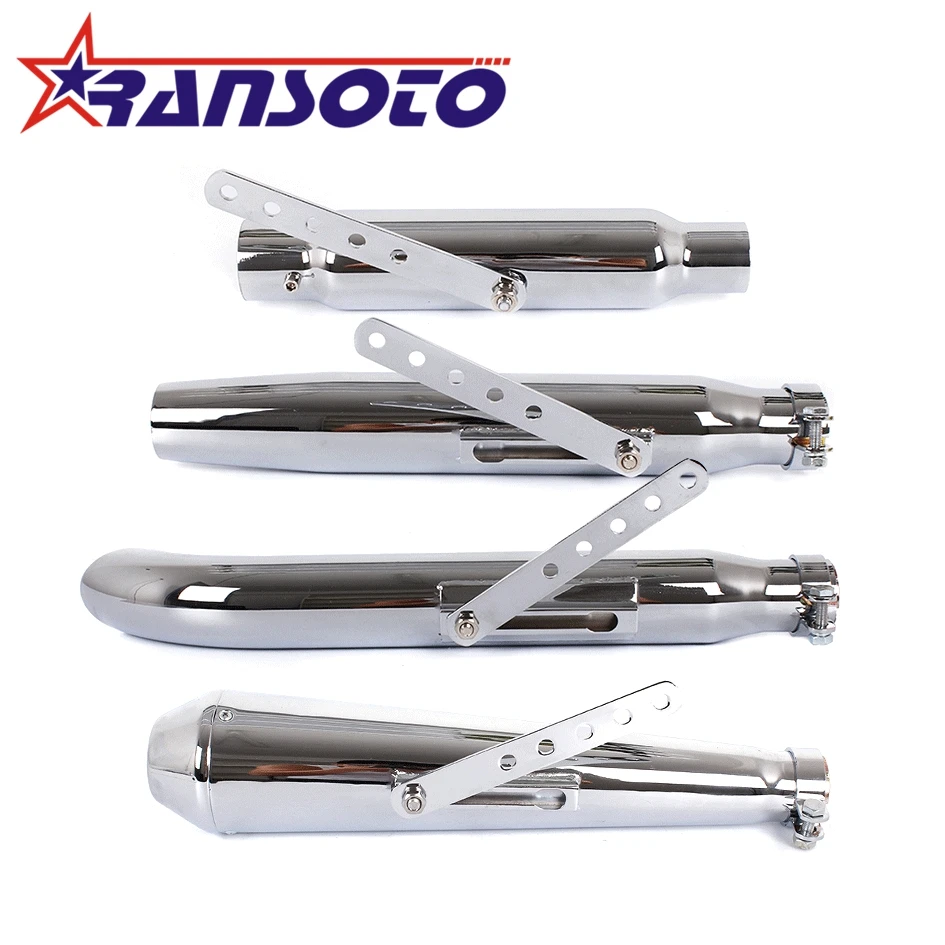 

Universal 38-45mm Retro Chrome Silver Antique Motorcycle Muffler Exhaust Retro Vertical Pressure Case