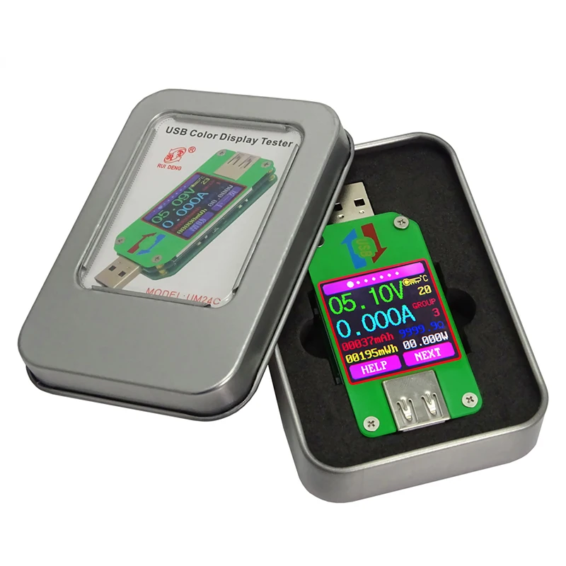 UM34/UM34C USB 2 0 цветной ЖК дисплей тестер напряжения измеритель тока Вольтметр