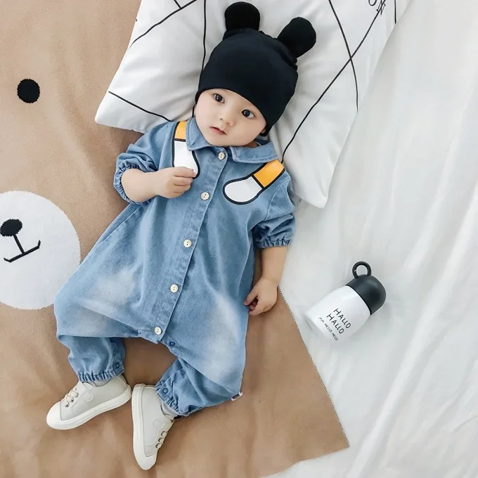 

Baby Rompers Jumpsuit for Newborns Denim Romper Long Sleeve Cowboy Fashion Jeans Baby Costume New Born baby onesie spring autumn