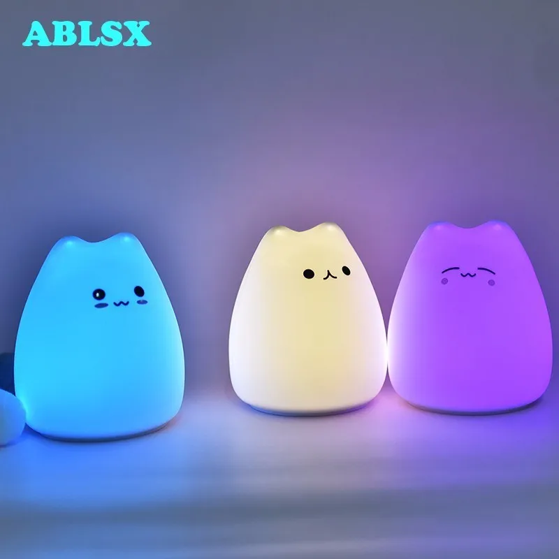  Animal Bedside Lamp Baby 3D Cartoon Small Cat Night Light For Bedroom Lamps AAA Battery Christmas X - 32956902788