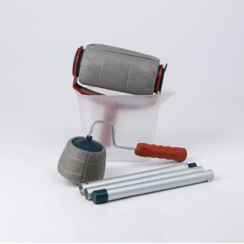 

ELEG-6Pcs Pro Paint Roller Brush Handle Flocked Edger Room Wall Painting Runner Set